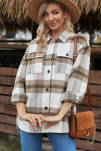 Load image into Gallery viewer, Plaid Dropped Shoulder Pocket Shacket
