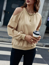 Load image into Gallery viewer, Cold-Shoulder Ribbed Trim Sweatshirt