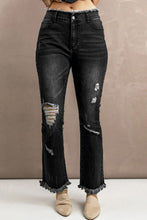 Load image into Gallery viewer, High Waist Distressed Raw Hem Jeans