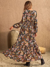 Load image into Gallery viewer, Printed Tie Neck Balloon Sleeve Dress