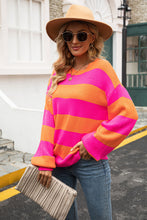 Load image into Gallery viewer, Striped Balloon Sleeve Knit Pullover