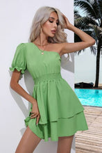 Load image into Gallery viewer, Layered Single Shoulder Flounce Sleeve Mini Dress