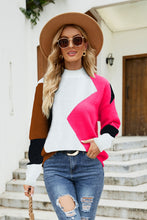 Load image into Gallery viewer, Color Block Mock Neck Ribbed Trim Sweater