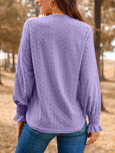 Load image into Gallery viewer, Eyelet V-Neck Flounce Sleeve Top