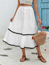 Load image into Gallery viewer, Tied Contrast Trim High Waist Skirt