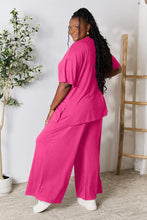 Load image into Gallery viewer, Double Take Full Size Round Neck Slit Top and Pants Set