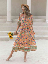 Load image into Gallery viewer, Printed V-Neck Short Sleeve Maxi Dress