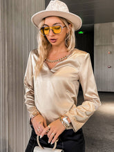 Load image into Gallery viewer, Chain Detail V-Neck Satin Top