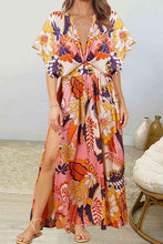 Load image into Gallery viewer, Floral Deep V Dolman Sleeve Split Maxi Dress