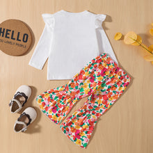 Load image into Gallery viewer, Graphic Top and Printed Flare Pants Set