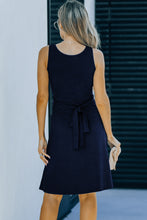 Load image into Gallery viewer, Cutout Buttoned Tie-Back Sleeveless Dress