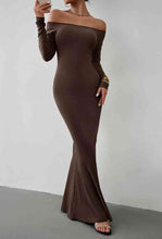 Load image into Gallery viewer, Off-Shoulder Long Sleeve Maxi Dress