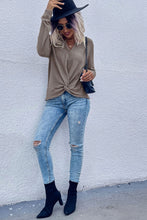 Load image into Gallery viewer, Twist Front Long Sleeve Waffle Knit Top