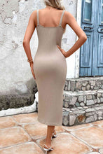 Load image into Gallery viewer, Decorative Button Front Slit Midi Dress