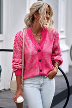 Load image into Gallery viewer, Waffle-Knit Drop Shoulder Button-Down Cardigan