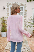 Load image into Gallery viewer, Eyelet Lace Trim Flounce Sleeve Blouse