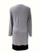 Load image into Gallery viewer, Contrast Ribbed Round Neck Long Sleeve Dress