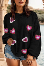 Load image into Gallery viewer, Plus Size Heart Sequin Round Neck Sweatshirt