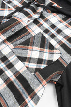 Load image into Gallery viewer, Plaid Drawstring Button Front Hooded Jacket