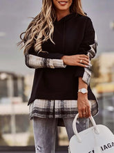 Load image into Gallery viewer, Plaid Drawstring Dropped Shoulder Hoodie