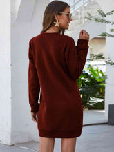 Load image into Gallery viewer, Round Neck Long Sleeve Mini Dress with Pockets