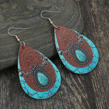 Load image into Gallery viewer, PU Leather Iron Hook Teardrop Earrings