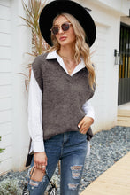 Load image into Gallery viewer, V-Neck Side Slit Sweater Vest