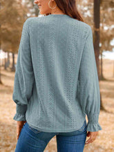 Load image into Gallery viewer, Eyelet V-Neck Flounce Sleeve Top