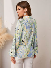 Load image into Gallery viewer, Floral Button Front Balloon Sleeve Shirt