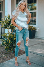 Load image into Gallery viewer, Striped Notched Neck T-Shirt