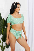 Load image into Gallery viewer, Marina West Swim Vacay Ready Puff Sleeve Bikini in Gum Leaf