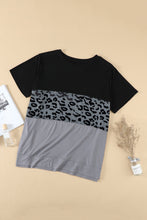 Load image into Gallery viewer, Plus Size Leopard Color Block T-Shirt