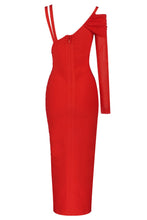 Load image into Gallery viewer, One Sleeve Pin Detail Slit Dress
