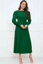 Load image into Gallery viewer, Round Neck Flounce Sleeve Pleated Dress