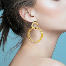 Load image into Gallery viewer, Gold-Plated Copper Double-Hoop Earrings
