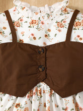 Load image into Gallery viewer, Floral Print Frill Trim Flounce Sleeve Dress