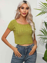 Load image into Gallery viewer, Cable-Knit Round Neck Short Sleeve Knit Top