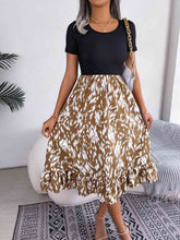 Load image into Gallery viewer, Printed Round Neck Ruffle Hem Dress