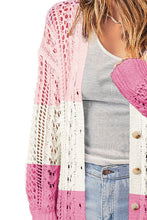 Load image into Gallery viewer, Openwork Ribbed Cuff Longline Cardigan