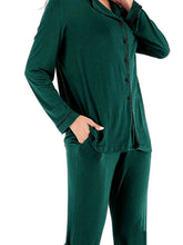 Load image into Gallery viewer, Collared Neck Long Sleeve Loungewear Set with Pockets