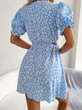 Load image into Gallery viewer, Floral Cutout Flounce Sleeve Dress