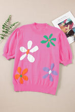 Load image into Gallery viewer, Flower Mock Neck Short Sleeve Sweater