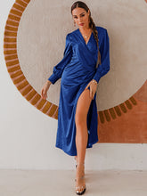 Load image into Gallery viewer, Split Hem Surplice Midi Dress