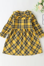 Load image into Gallery viewer, Girls Ruffle Sleeves Plaid Dress