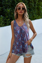 Load image into Gallery viewer, Printed Slit Scoop Neck Tank