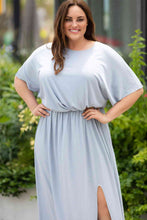 Load image into Gallery viewer, Plus Size Round Neck Split Flutter Sleeve Maxi Dress