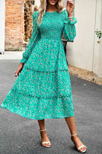 Load image into Gallery viewer, Smocked Flounce Sleeve Midi Dress
