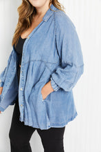 Load image into Gallery viewer, Zenana Sunflower Fields Full Size Chambray Button-Up Swing Tunic