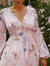 Load image into Gallery viewer, Printed Front Split V-Neck Maxi Dress