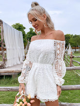 Load image into Gallery viewer, Lace Off-Shoulder Balloon Sleeve Romper